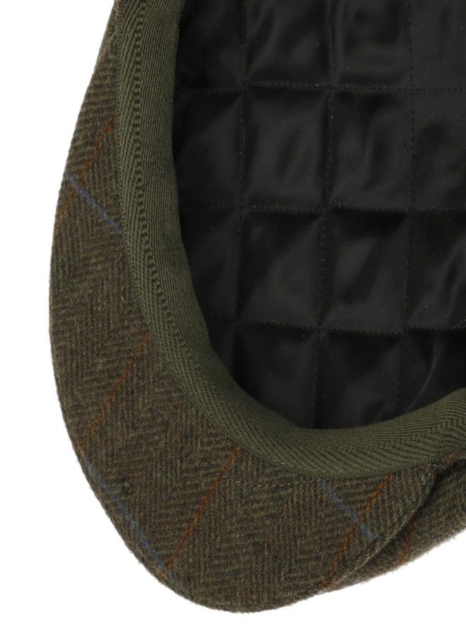 Lipodo Flat Cap with Checked Pattern Women/Men Olive 6 7/8 - Image 5