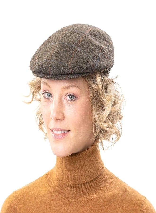 Lipodo Flat Cap with Checked Pattern Women/Men Olive 6 7/8 - Image 2