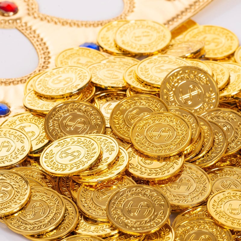 Vonokee 120 Pieces Plastic Gold Coins, Pirate Coins Bulks for Halloween,St.Patrick's Day Treasure Hunts, Chests, Cauldrons Decorations & Party Favors - Image 5