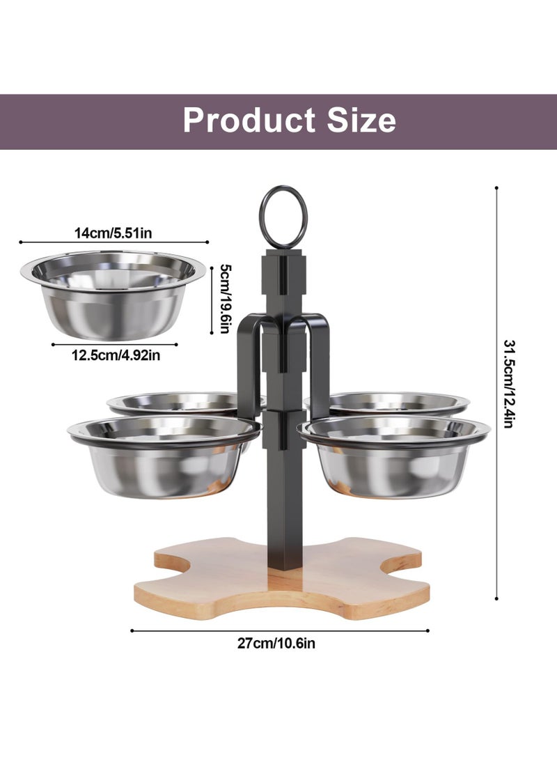 general Large capacity iron removable cat bowl stand with four cat food and water bowls wooden base home cat bowl elevated stand. - Image 2