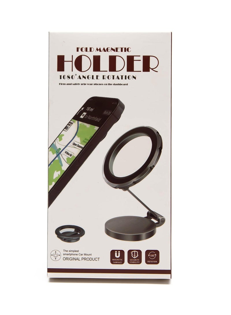 Car Holder Fold Magnetic Holder 1080° Angle Rotation Magnetic Phone Holder Magnetic Phone Holder For Car Black - Image 1