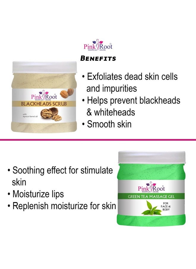 Pink Root Pink Root Green Tea Massage Gel 500ml with Blackheads Scrub 500ml  - Image 5