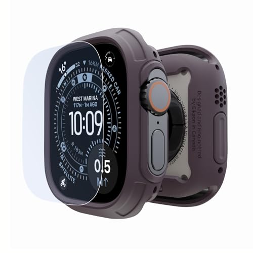 elkson for 49mm Apple Watch Ultra 3/2/1 Bumper Case with Screen Protector Tempered Glass, Quattro Max Series Rugged for iWatch, Military Grade Durable Protective Cover, Flexible Shockproof, Indigo - Image 1