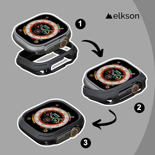 elkson for 49mm Apple Watch Ultra 3/2/1 Bumper Case with Screen Protector Tempered Glass, Quattro Max Series Rugged for iWatch, Military Grade Durable Protective Cover, Flexible Shockproof, Indigo - Image 4