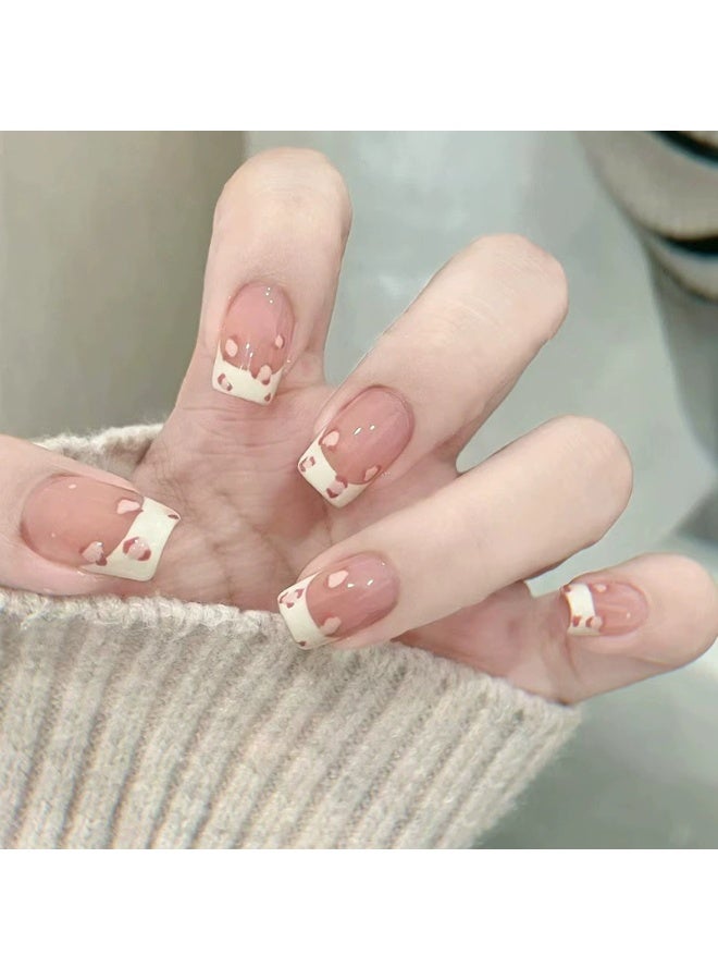 Goolsky Grey Pink Leopard French Press-on Nails for Sweet Edgy Daily Style - Image 1