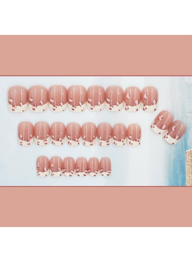 Goolsky Grey Pink Leopard French Press-on Nails for Sweet Edgy Daily Style - Image 2