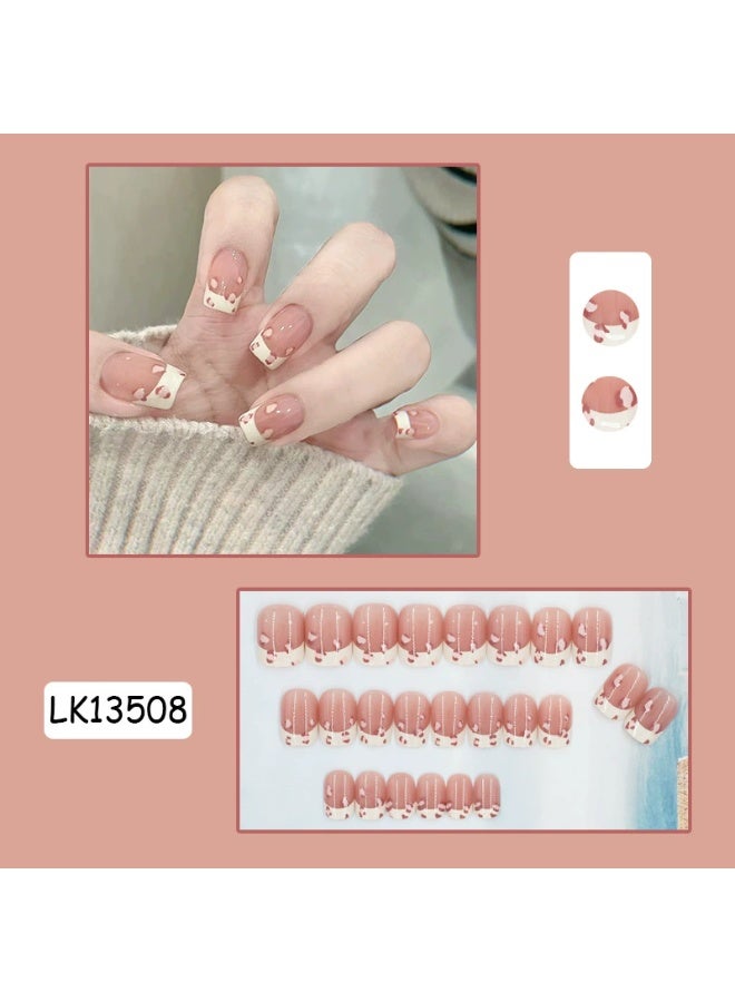 Goolsky Grey Pink Leopard French Press-on Nails for Sweet Edgy Daily Style - Image 3