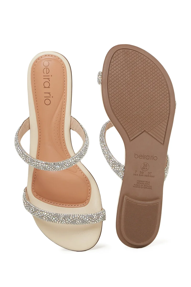 Beira Rio  BEIRA RIO Ladies Flat Sandals in CRYSTAL-SILVER-AURORA | Comfortable Everyday Footwear for Women | Best Price UAE
