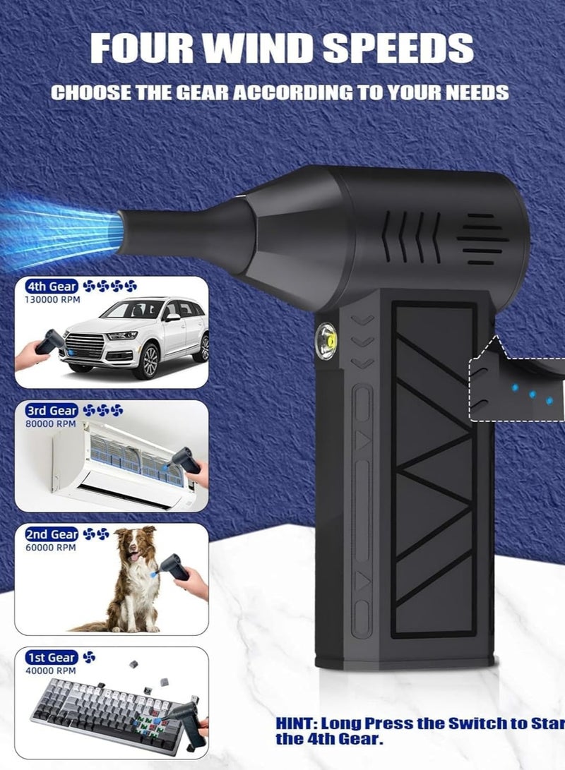 ARGT نفاخ ثلج LED Turbo SnowWhiz، نفاخ ثلج كهربائي صغير بسرعة 3، مع ضوء LED، مروحة توربو هادئة للسيارات، الممرات والمنزل، 2 فوهة، عمر بطارية طويل، أداة إزالة ثلج مدمجة - Image 3