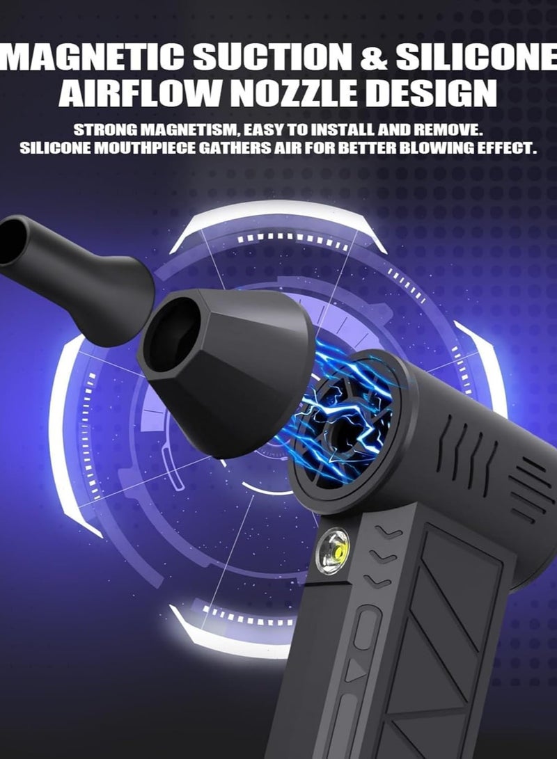 ARGT نفاخ ثلج LED Turbo SnowWhiz، نفاخ ثلج كهربائي صغير بسرعة 3، مع ضوء LED، مروحة توربو هادئة للسيارات، الممرات والمنزل، 2 فوهة، عمر بطارية طويل، أداة إزالة ثلج مدمجة - Image 4