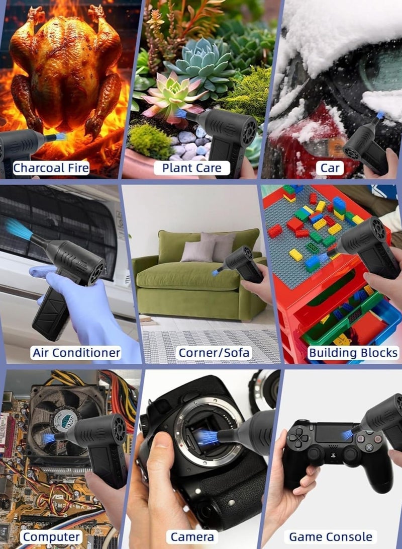 ARGT نفاخ ثلج LED Turbo SnowWhiz، نفاخ ثلج كهربائي صغير بسرعة 3، مع ضوء LED، مروحة توربو هادئة للسيارات، الممرات والمنزل، 2 فوهة، عمر بطارية طويل، أداة إزالة ثلج مدمجة - Image 5