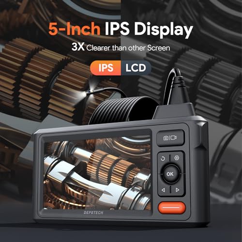 DEPSTECH 50ft Sewer Camera, 1080P HD Triple Lens Borescope, 5" IPS Screen Endoscope with Light, IP67 Waterproof Plumbing Drain Pipe Snake Inspection Camera with 32G Card, Carry Case - Image 5