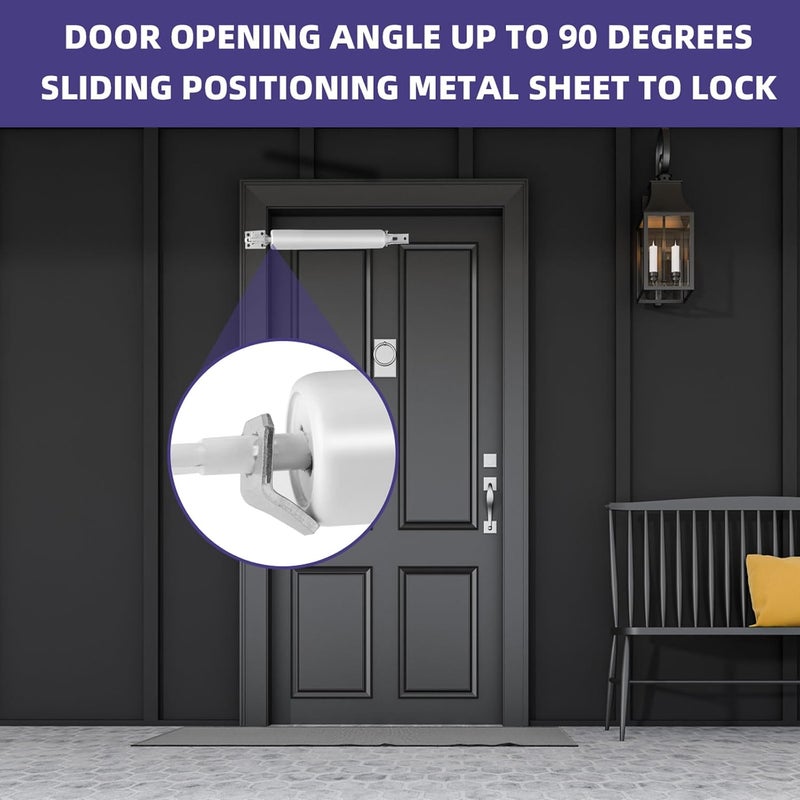 Dluno 2 Set White Screen Door Closers, Storm Door Closer Heavy Duty Screen Door Shock Adjustable Cushion Speed Screen Door Pneumatic Closer, Screen Security Doors Storm Door Shocks Smooth Door Closer - Image 2