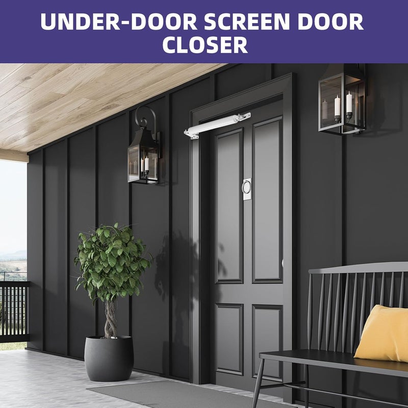 Dluno 2 Set White Screen Door Closers, Storm Door Closer Heavy Duty Screen Door Shock Adjustable Cushion Speed Screen Door Pneumatic Closer, Screen Security Doors Storm Door Shocks Smooth Door Closer - Image 5