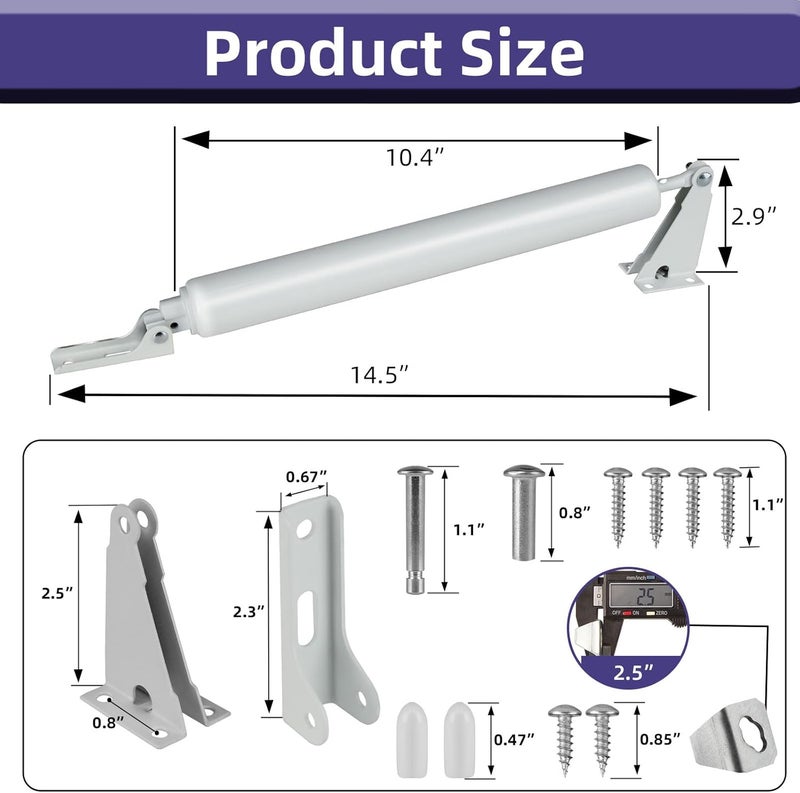 Dluno 2 Set White Screen Door Closers, Storm Door Closer Heavy Duty Screen Door Shock Adjustable Cushion Speed Screen Door Pneumatic Closer, Screen Security Doors Storm Door Shocks Smooth Door Closer - Image 3
