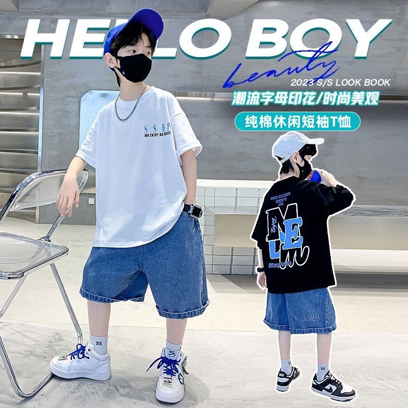 Boys' Casual Short-Sleeved T-Shirt Ins Trendy Brand Children'S Summer 2023 New Mid-Large Children'S Half-Sleeved Pure Cotton Handsome Top - Image 3