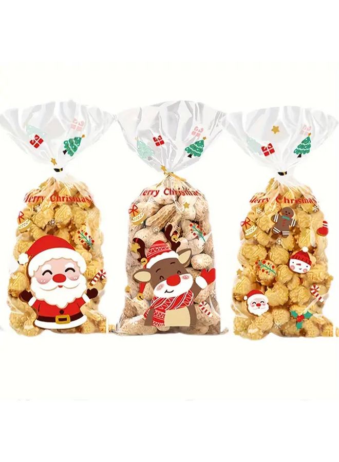 Christmas Mix Cellophane Bags 50 Pack Reusable Plastic Snack Packaging With Santa Design - Image 4