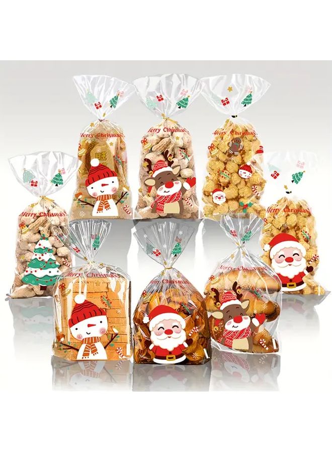 Christmas Mix Cellophane Bags 50 Pack Reusable Plastic Snack Packaging With Santa Design - Image 2