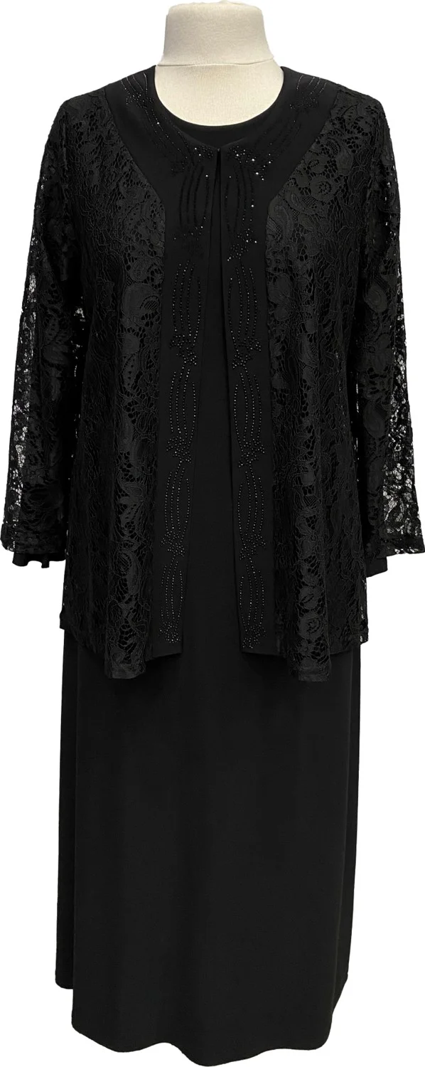 حسنة Black Demet Jacket Dress Mother Evening Dress Suit