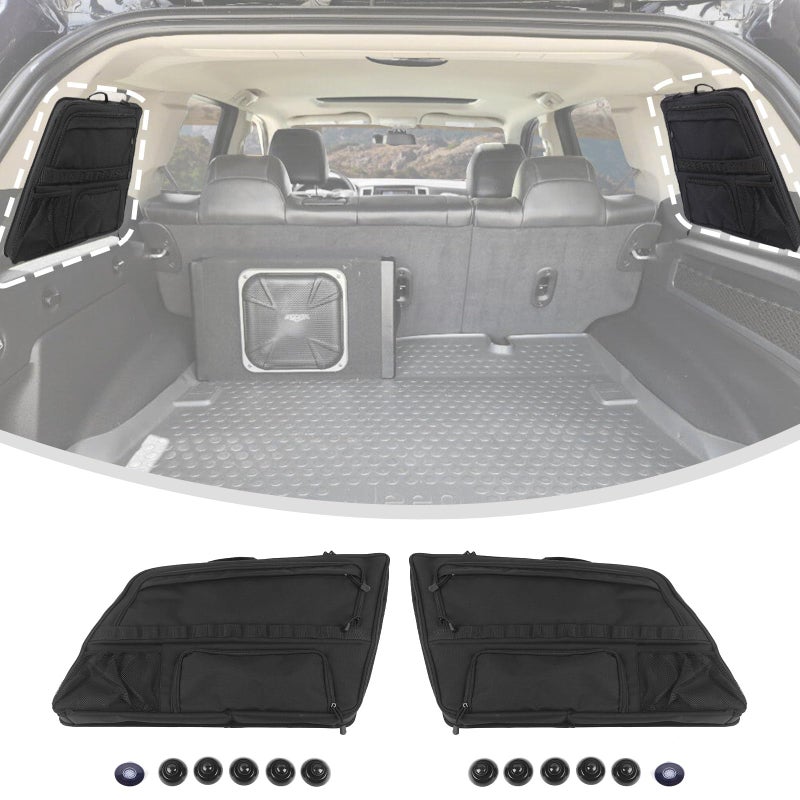 Linskip Rear Side Window Storage Bag Compatible with 3th gen Jeep Grand Cherokee 20072010 Storage Bag for Jeep Grand Cherokee Trunk Organizer Accessories Pairblack