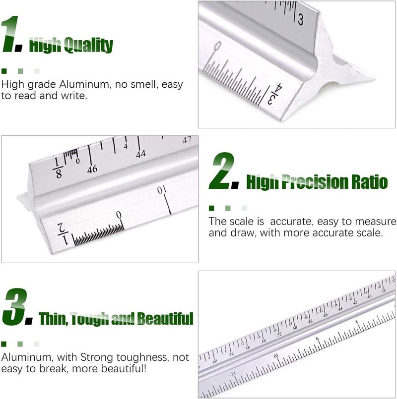 Keadic 12Pcs Geometric Drawings Templates, Geometry Ruler Plastic, Clear Shape Template Yellow Architect Scale Measuring Ruler Drafting Stencils Measuring Tools for Designing and Building - Image 2