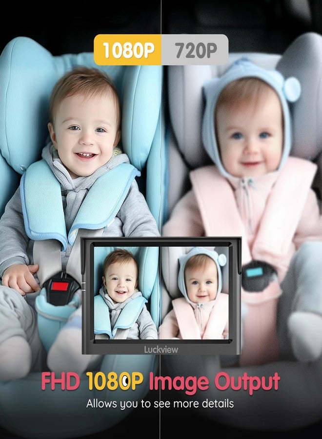 LUCKVIEW BM1 Baby Car Camera for Back Seat & Pet Monitoring, 5'' 1080P Monitor with IR Night Vision, 3X Zoom, Crystal Clear View, Easy 5-Min Wired Installation for Peace of Mind - Image 2