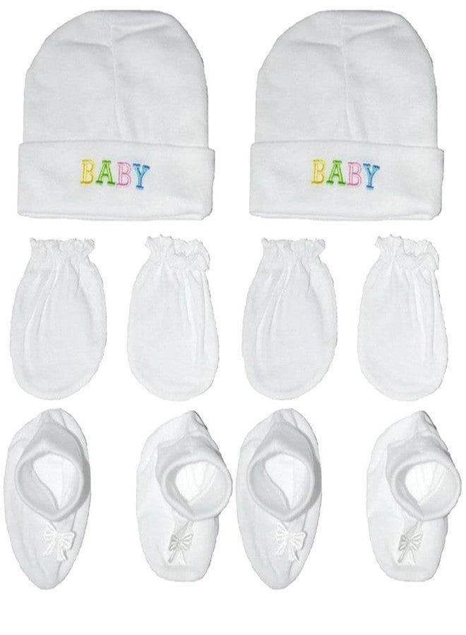 ANKIMA Soft Cotton Mittens Caps and Booties Gift Set for New Born Baby Pack of 4 Multicolour (Pack 4) - Image 2
