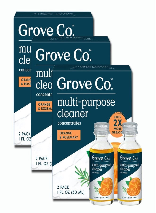 Grove Co. عبوات إعادة تعبئة منظف متعدد الأغراض من غروف كو، 6 × 1 أونصة سائلة، برائحة البرتقال وإكليل الجبل - Image 1
