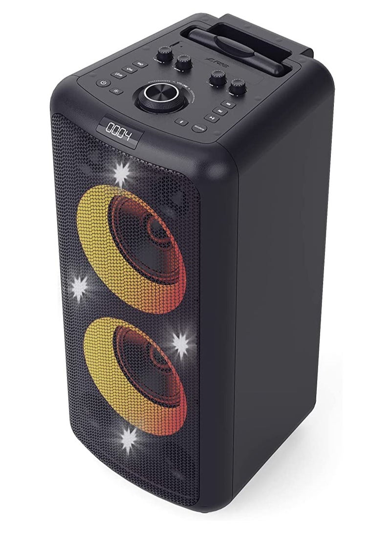 F&D PA300 Bluetooth Party Speaker (Black) | Wireless Bluetooth Speaker | USB/AUX/Karaoke/Wired MIC | Up to 5hrs Playtime | Home Theatre | Multicolor LED Lights | Speaker for Laptop, Pc & Mobile - Image 3