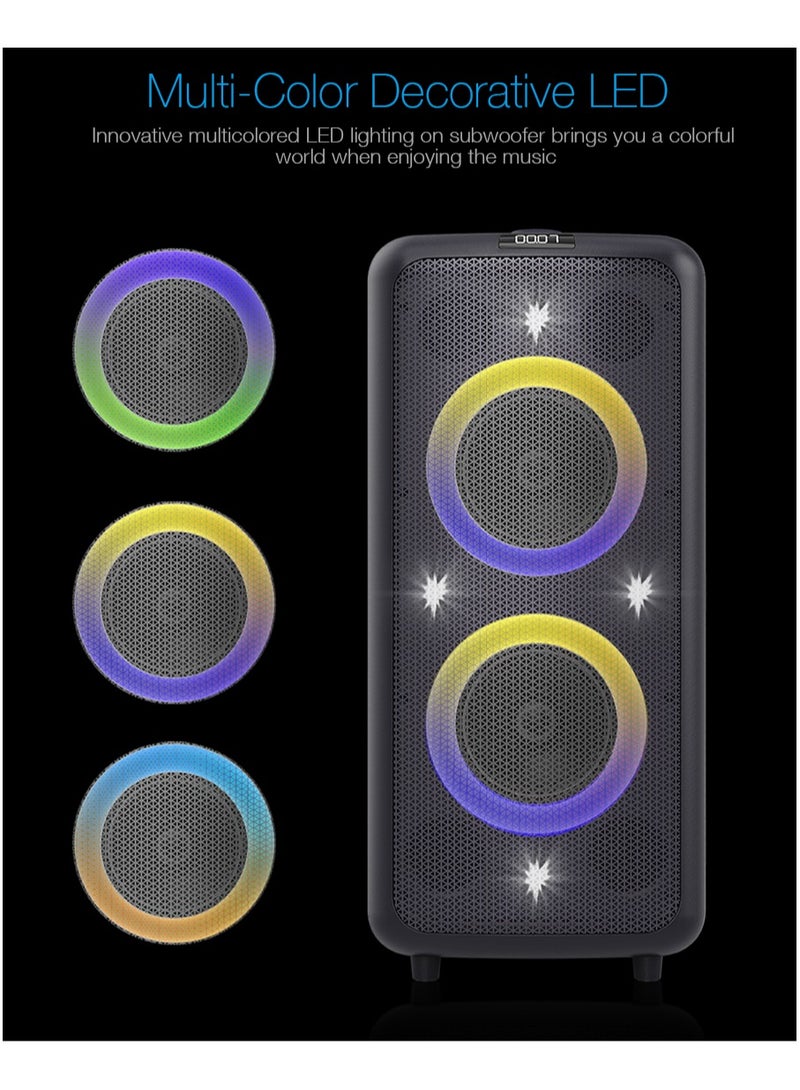 F&D PA300 Bluetooth Party Speaker (Black) | Wireless Bluetooth Speaker | USB/AUX/Karaoke/Wired MIC | Up to 5hrs Playtime | Home Theatre | Multicolor LED Lights | Speaker for Laptop, Pc & Mobile - Image 5