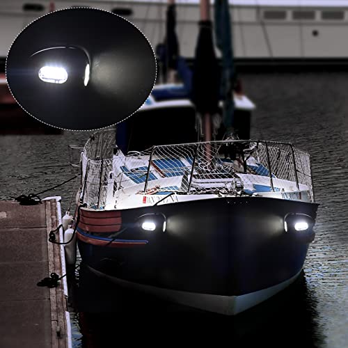 Besramtic Boat Docking Lights Marine Docking Lights LED Stainless Steel Surface Side Mount Waterproof for Pontoon 12 Volts 2 Pieces - Image 2