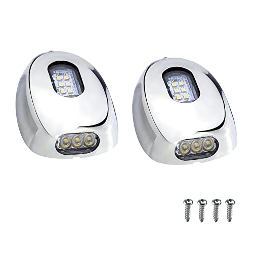 Besramtic Boat Docking Lights Marine Docking Lights LED Stainless Steel Surface Side Mount Waterproof for Pontoon 12 Volts 2 Pieces - Image 1