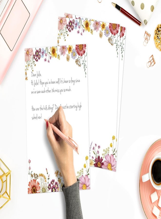 THiNKABLE Flower Paper Stationery, Floral Letterhead Paper 8.5 x 11 Inches, 50 Sheets, Elegant Writing Paper, Pretty Stationary Paper, Decorative Printer Papr, Spring Wildflower Letter Paper Set - Image 5