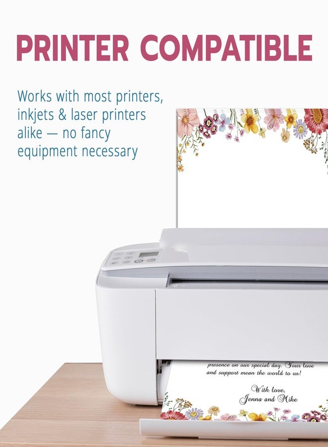 THiNKABLE Flower Paper Stationery, Floral Letterhead Paper 8.5 x 11 Inches, 50 Sheets, Elegant Writing Paper, Pretty Stationary Paper, Decorative Printer Papr, Spring Wildflower Letter Paper Set - Image 3