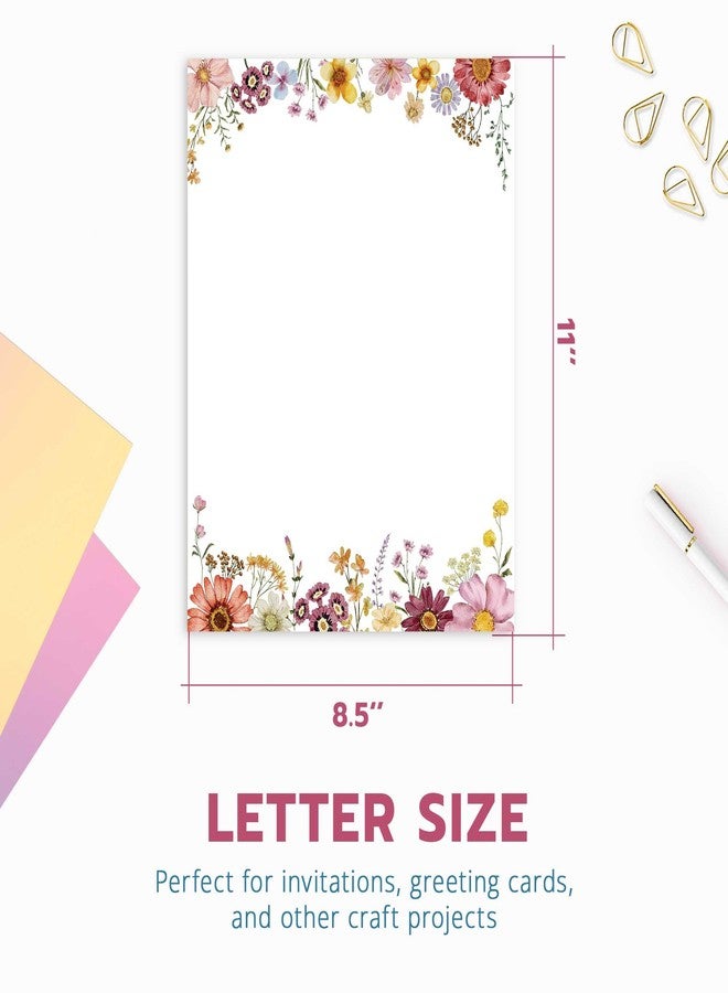 THiNKABLE Flower Paper Stationery, Floral Letterhead Paper 8.5 x 11 Inches, 50 Sheets, Elegant Writing Paper, Pretty Stationary Paper, Decorative Printer Papr, Spring Wildflower Letter Paper Set - Image 4