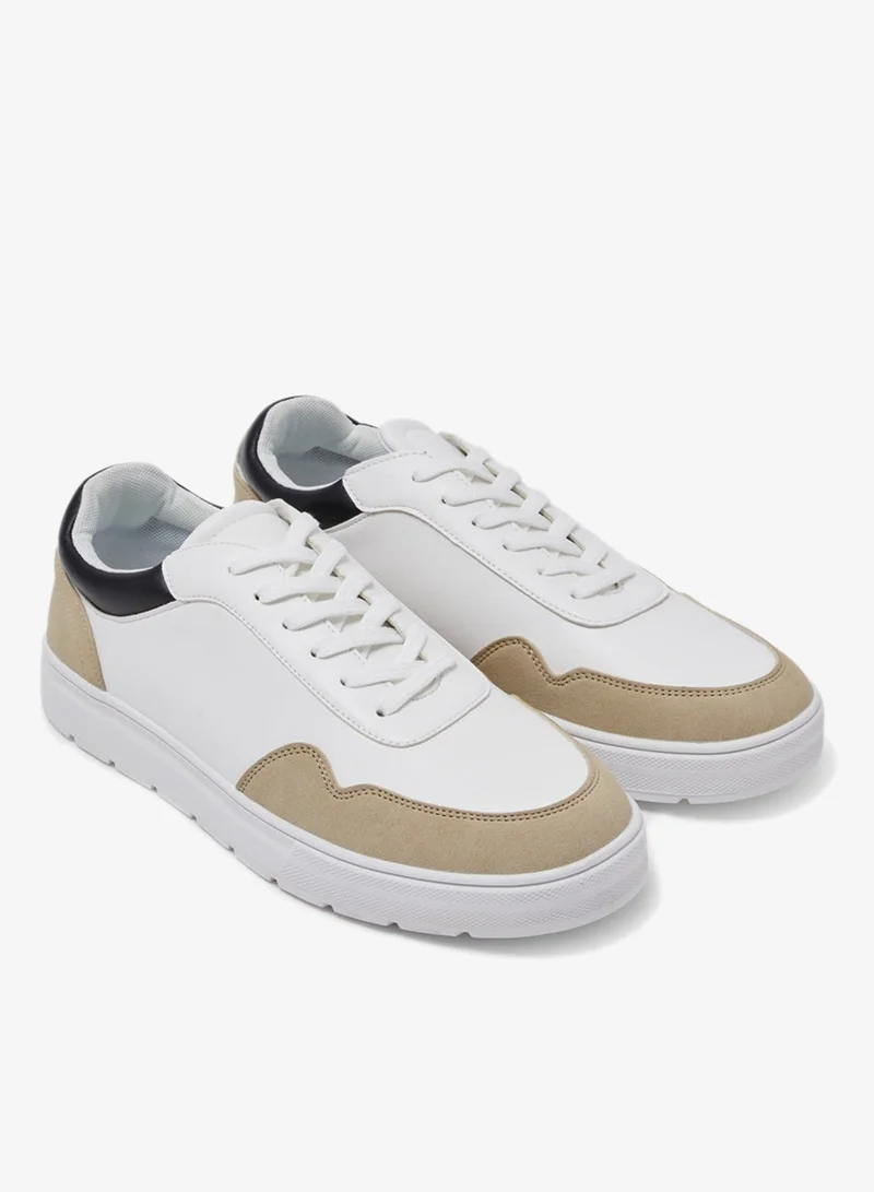 Redtag Men White Material Block Skate Shoes
