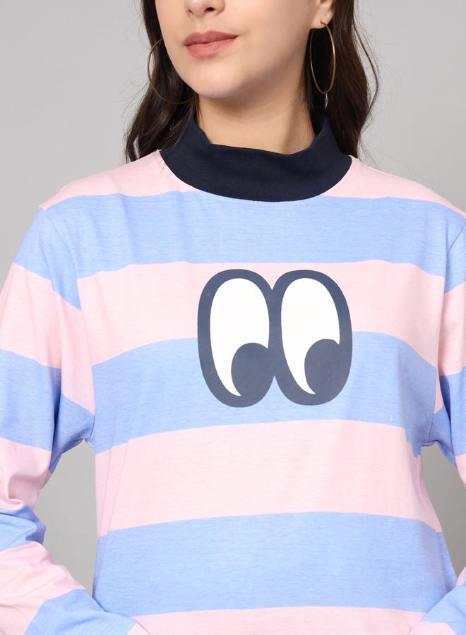 تايك تو تيشيرت قطن نسائي مخطط بياقة عالية من ذا دراي ستيت - Image 4