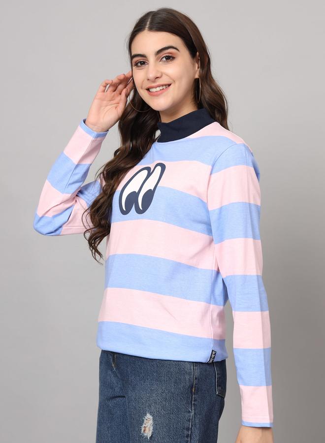 تايك تو تيشيرت قطن نسائي مخطط بياقة عالية من ذا دراي ستيت - Image 3