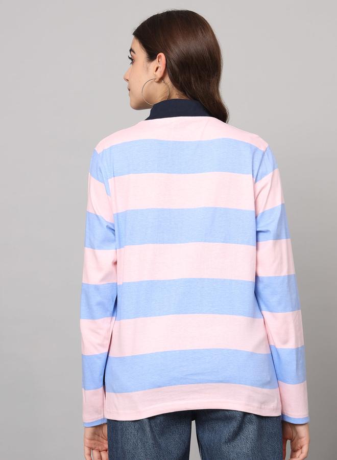 تايك تو تيشيرت قطن نسائي مخطط بياقة عالية من ذا دراي ستيت - Image 2