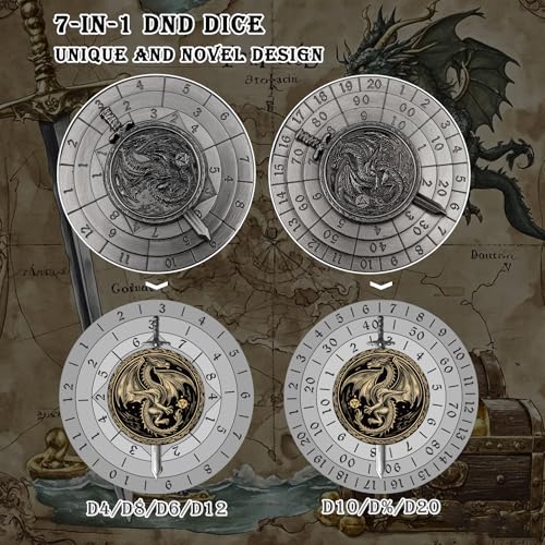 Haxtec Spinner Dice 7in1 Metal DND Dice Set Unique Dice Spinner Antique Compatible with Dungeons and Dragons DND Gifts RPG Role Playing Rotate Gaming Dice - Image 5