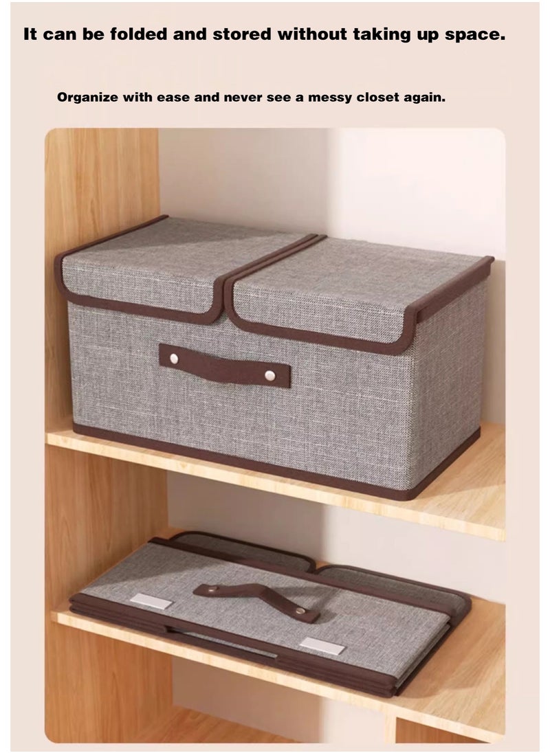 Generic 2 Piece Clothes Organizer, Foldable Clothes Organizer,, Dual Lid Zoned Storage for Quilts, Clothes, Blankets Clothes Organizer (Gray)  - Image 4
