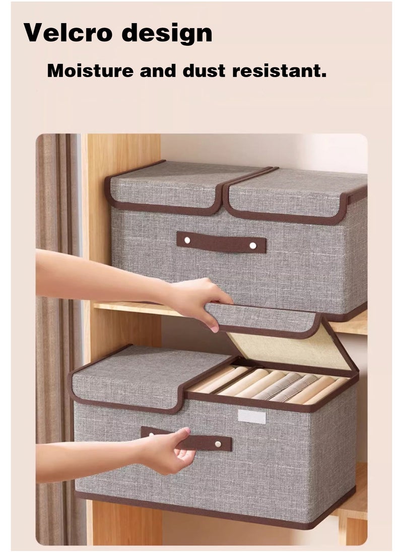 Generic 2 Piece Clothes Organizer, Foldable Clothes Organizer,, Dual Lid Zoned Storage for Quilts, Clothes, Blankets Clothes Organizer (Gray)  - Image 3