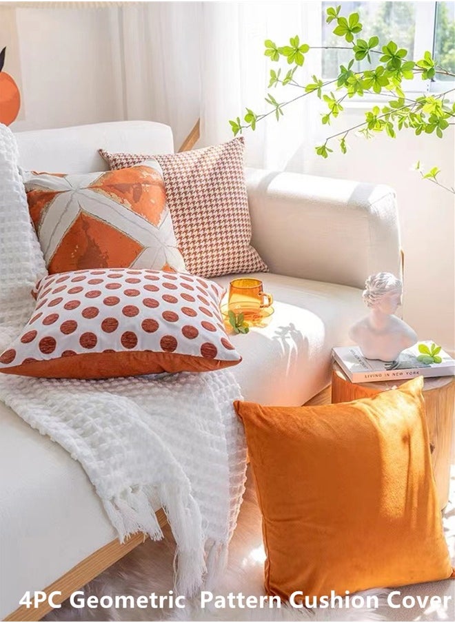 Kutis Living Room Pillow Covers, Modern Sofa Throw Pillow Cover,  Fabric Pillow Case for Couch Bed Car 45x45cm for Home Polyester Fibre (Orange Series, 18x18,Set of 4)  - Image 4