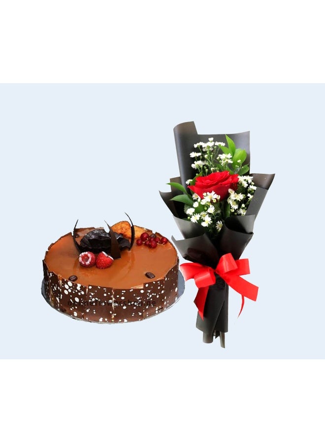 Carmel Flowers كيكة الجبن الكراميل مع وردة واحدة