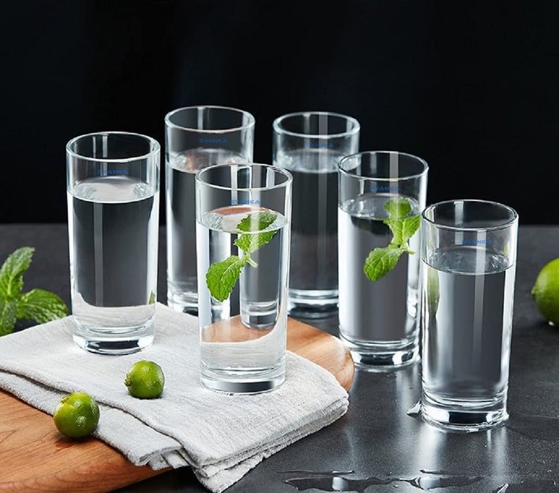 SYANKA Italian Premium Water and Juice Glasses Set of 6 Transparent 300ml Drinking Water Glasses Stylish and Crystal Highball Glasses for Water Juice and Cocktails - Image 1