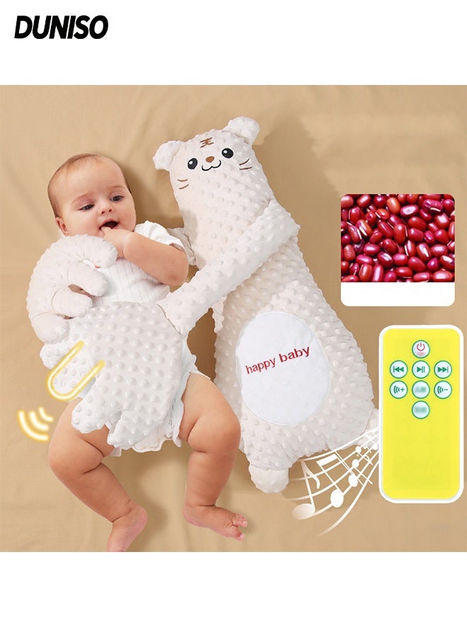 DUNISO لعبة نوم للأطفال مع جهاز تحكم عن بُعد، يد مهدئة أوتوماتيكية، وسادة بات لمنع الفزع مع بطانة فاصلة من الفاصوليا الحمراء - Image 1