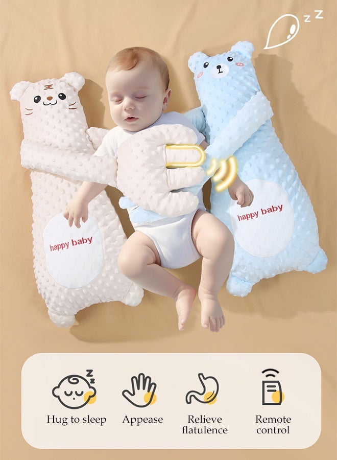 DUNISO لعبة نوم للأطفال مع جهاز تحكم عن بُعد، يد مهدئة أوتوماتيكية، وسادة بات لمنع الفزع مع بطانة فاصلة من الفاصوليا الحمراء - Image 4