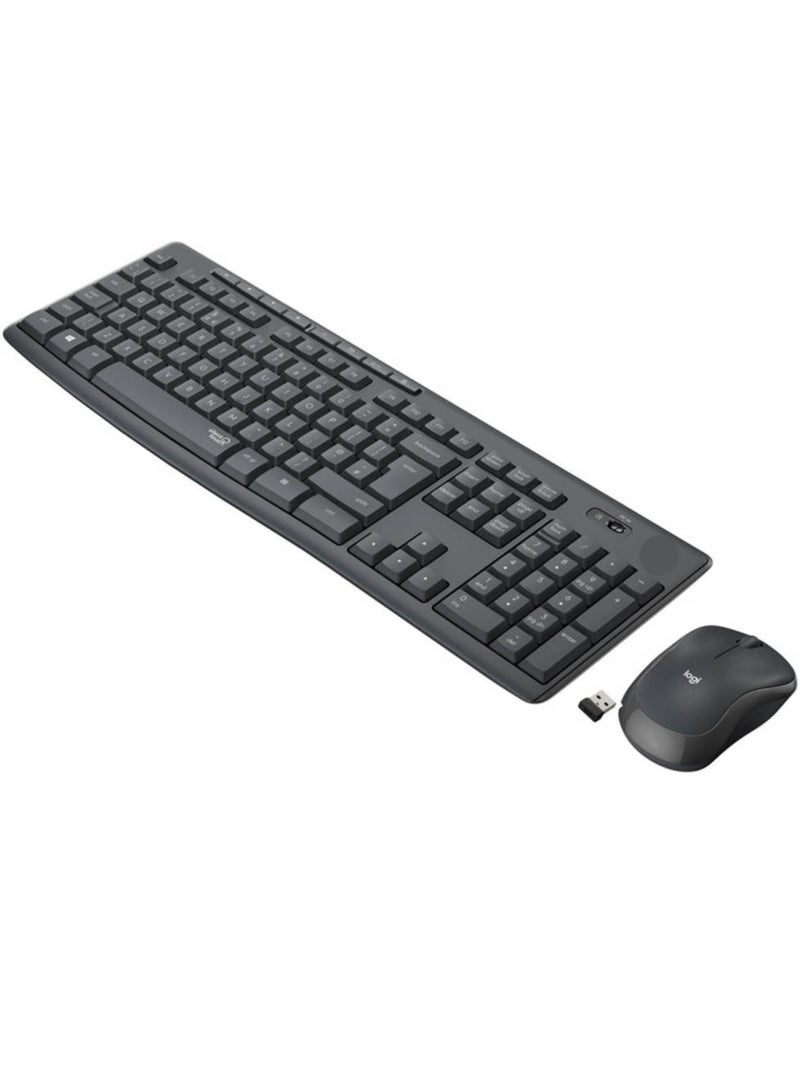 Terabyte مجموعة لوحة مفاتيح وفأرة MK295 اللاسلكية - تقنية SilentTouch، لوحة مفاتيح كاملة الأرقام، أزرار اختصار، مستقبل USB نانو، 90% ضوضاء أقل - أسود - Image 1
