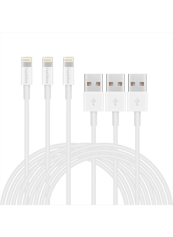 FEEL2NICE - iPhone Charger Fast Charging[Apple MFi Certified] 5pack 10FT Long Lightning Cable Fast High Speed Data Sync iPhone Charger Cord for iPhone 14/13/12/11 Pro Max/XS MAX/XR/XS/X/8/7/Plus airpods (White) - Image 1