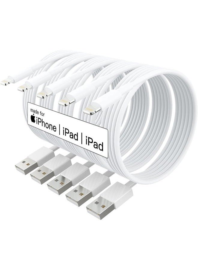 FEEL2NICE MFi Certified 5Pack 10ft iPhone Lightning Cable - 10 Foot High Fast Charging Cable Cord Connector for iPhone 12 Mini/Pro Max/11 Pro MAX/XS/XR/X/6/AirPods - Image 1